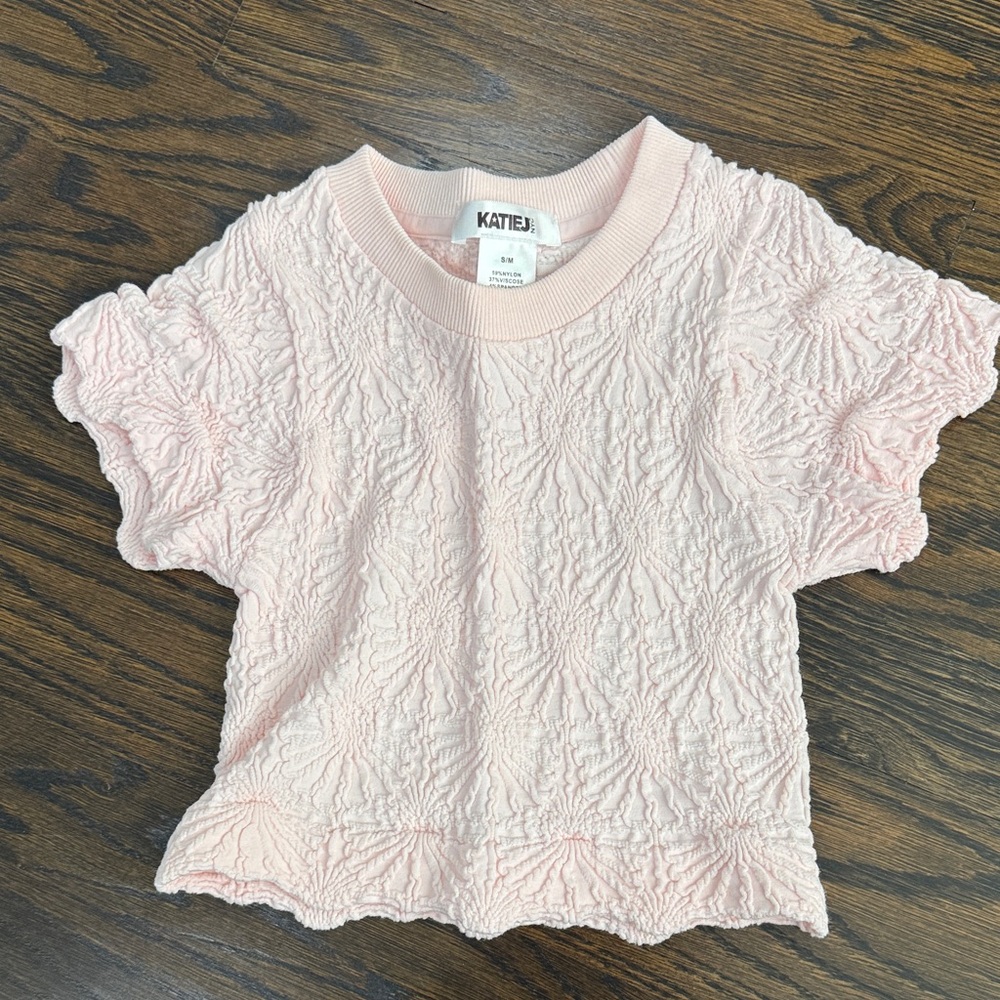 Katie J NYC Mazie Stretch Light Pink Short Sleeve Tee
